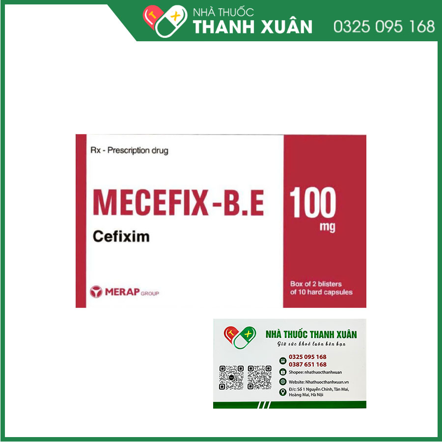 Mecefix-B.E 100mg điều trị nhiễm khuẩn hô hấp, nhiễm khuẩn tiết niệu, nhiễm khuẩn tai, bệnh lậu