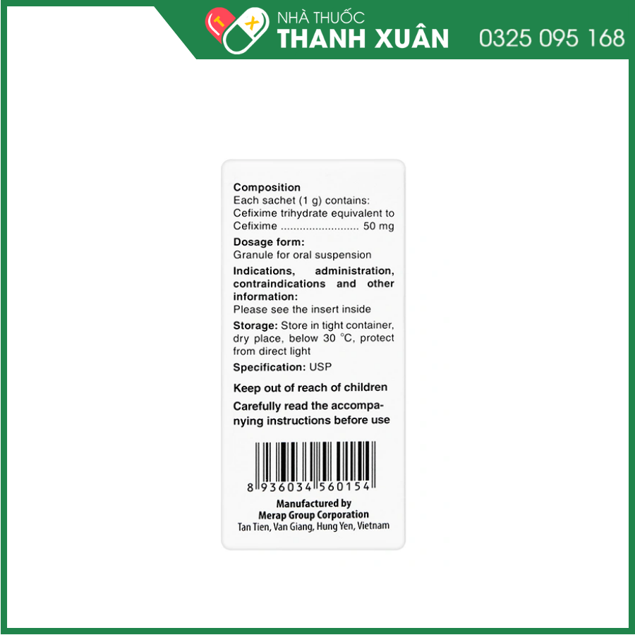 Thuốc Mecefix-B.E 50mg Merap điều trị nhiễm khuẩn đường tiết niệu, viêm tai giữa