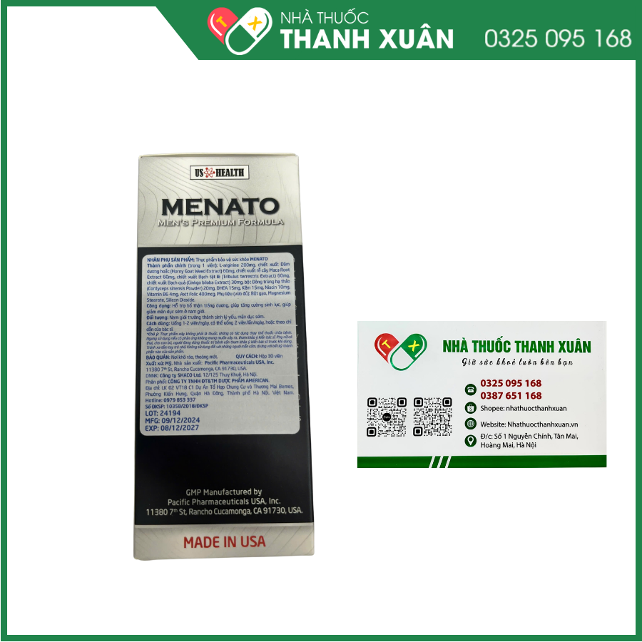 Menato hỗ trợ bổ thận tráng dương, tăng cường sinh lực