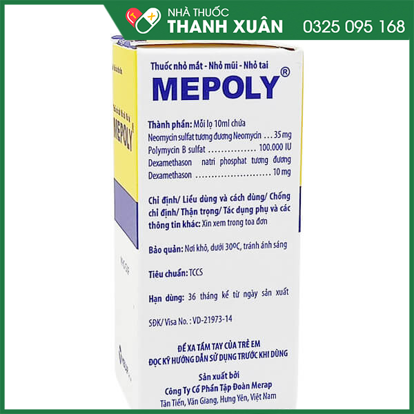 Mepoly - thuốc nhỏ mắt, mũi tai trị nhiễm khuẩn