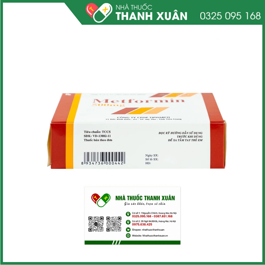 Metformin 500mg Tipharco điều trị đái tháo đường tuýp 2