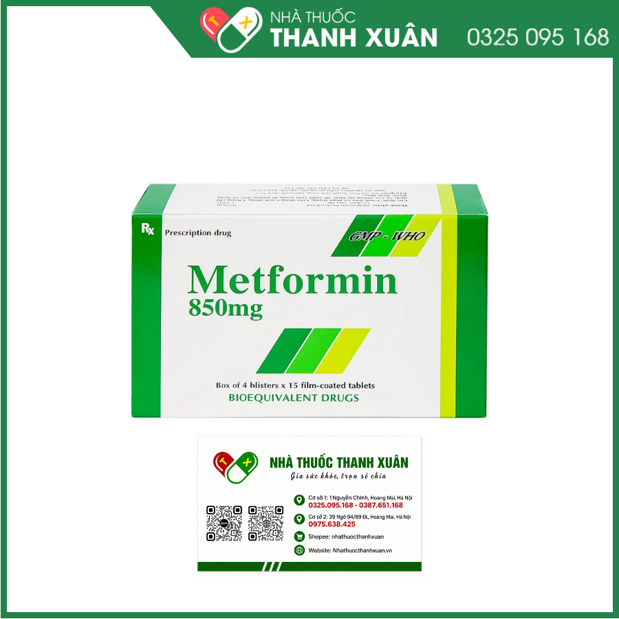 Metformin 850mg Tipharco điều trị đái tháo đường tuýp 2