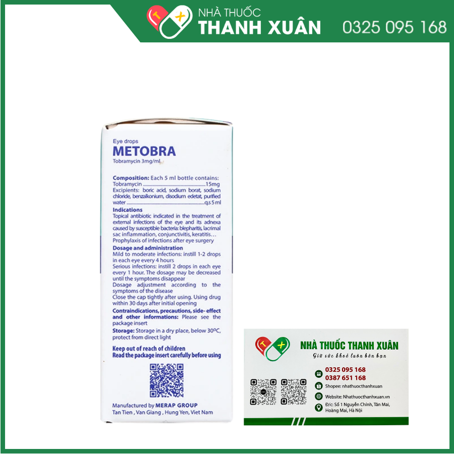 Thuốc nhỏ mắt Metobra 3mg/ml Merap điều trị nhiễm trùng mắt