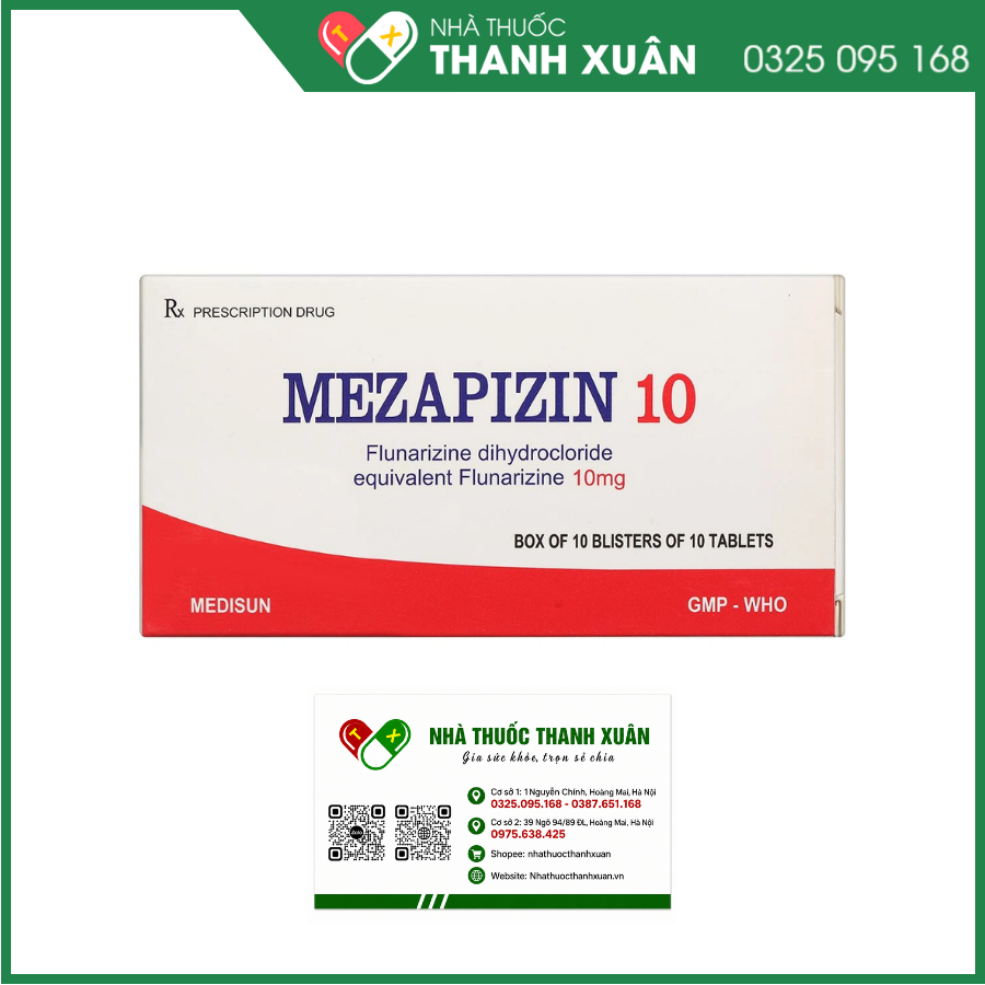 Viên nén Mezapizin 10 Medisun điều trị đau nửa đầu