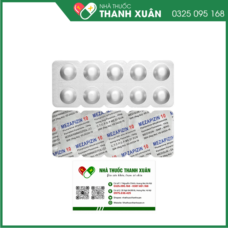 Viên nén Mezapizin 10 Medisun điều trị đau nửa đầu