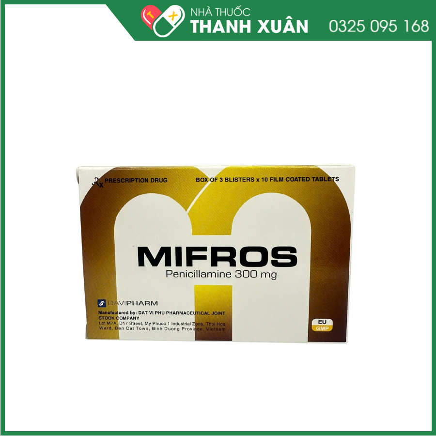 Thuốc Mifros 300mg Davipharm điều trị bệnh Wilson, bệnh cystin niệu, bệnh viêm khớp