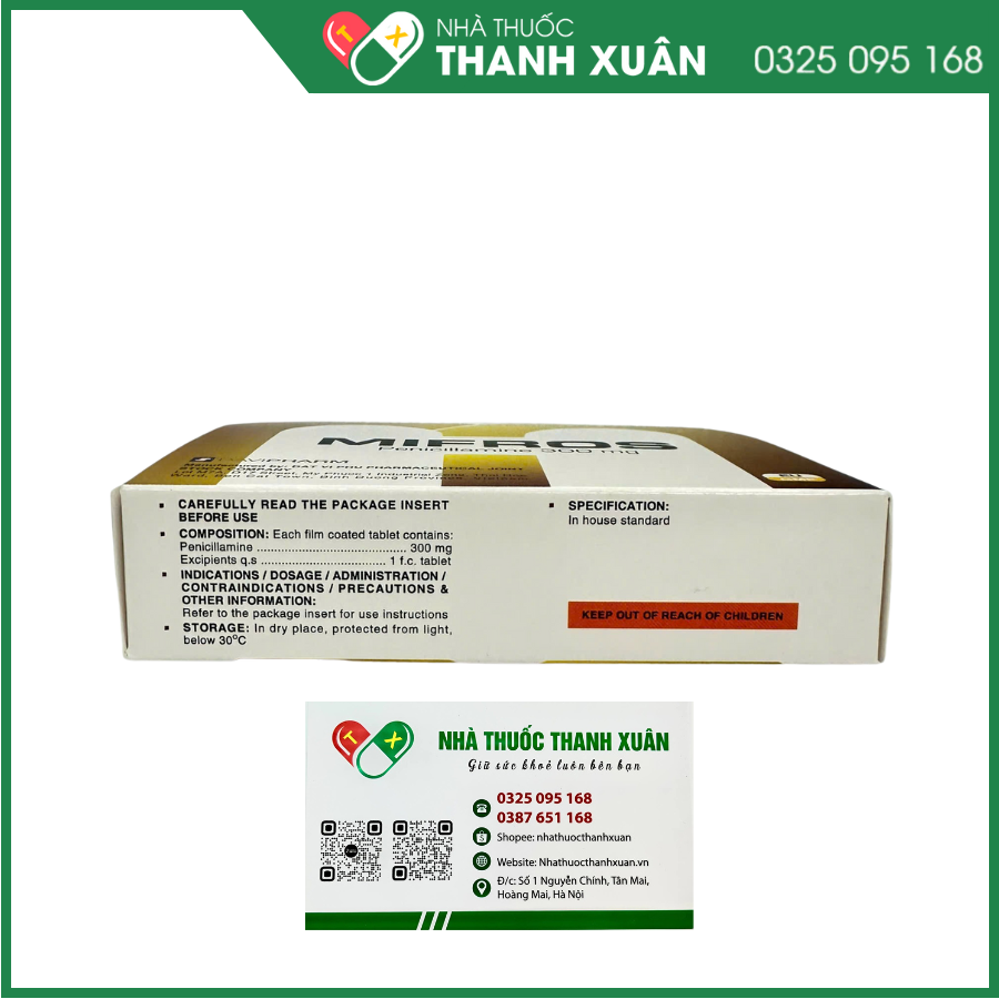 Thuốc Mifros 300mg Davipharm điều trị bệnh Wilson, bệnh cystin niệu, bệnh viêm khớp