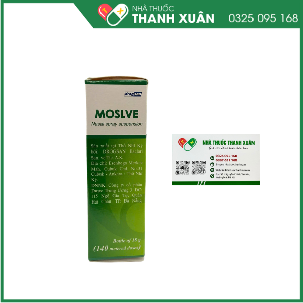 Hỗn dịch xịt mũi Moslve điều trị viêm mũi dị ứng, polyp mũi