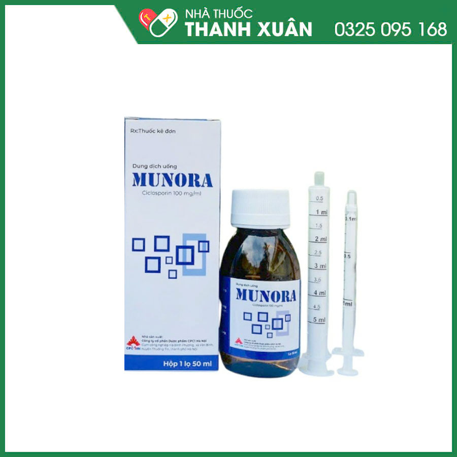 Munora thuốc dùng ngăn thải ghép và điều trị bệnh miễn dịch nặng như viêm màng bồ đào, hội chứng thận hư, vảy nến