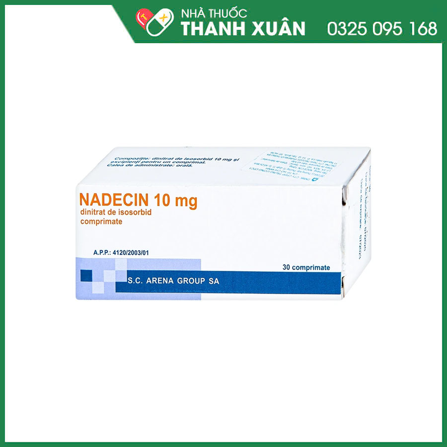 Nadecin 10mg thuốc phòng và điều trị cơn đau thắt ngực, điều trị suy tim sung huyết