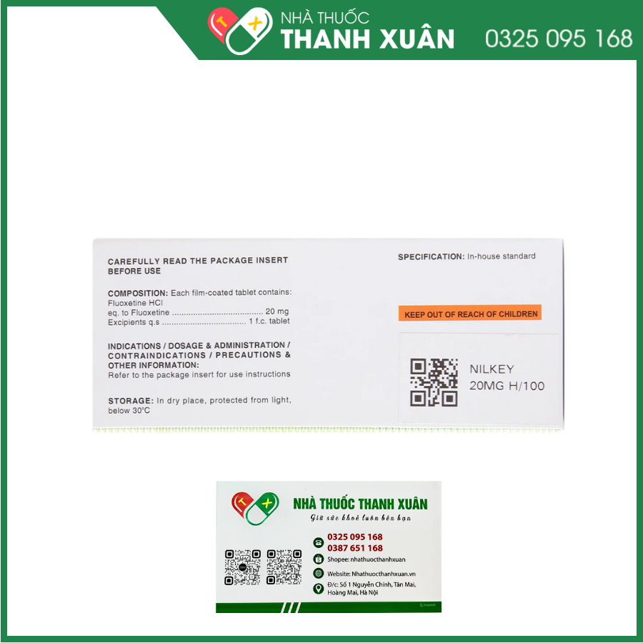 Viên nén Nilkey DaViPharm điều trị bệnh trầm cảm, hội chứng hoảng sợ