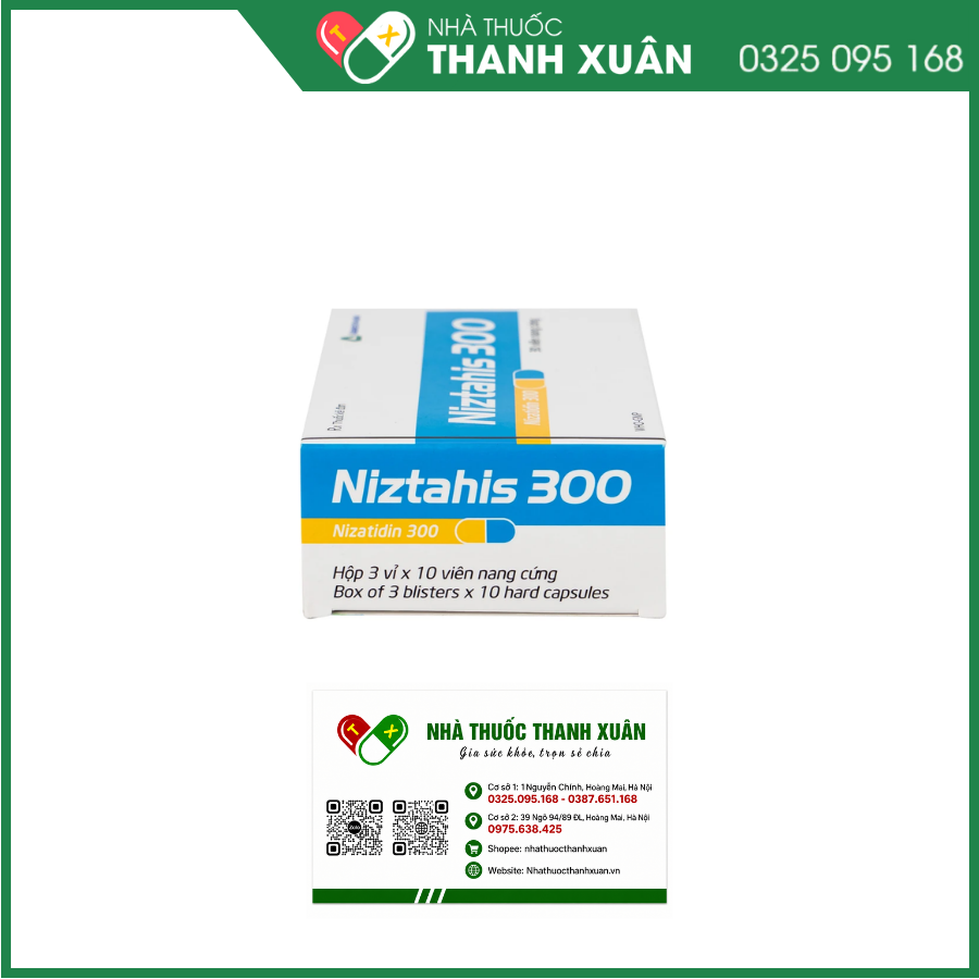 Niztahis 300 trị loét dạ dày, tá tràng, bệnh trào ngược dạ dày - thực quản