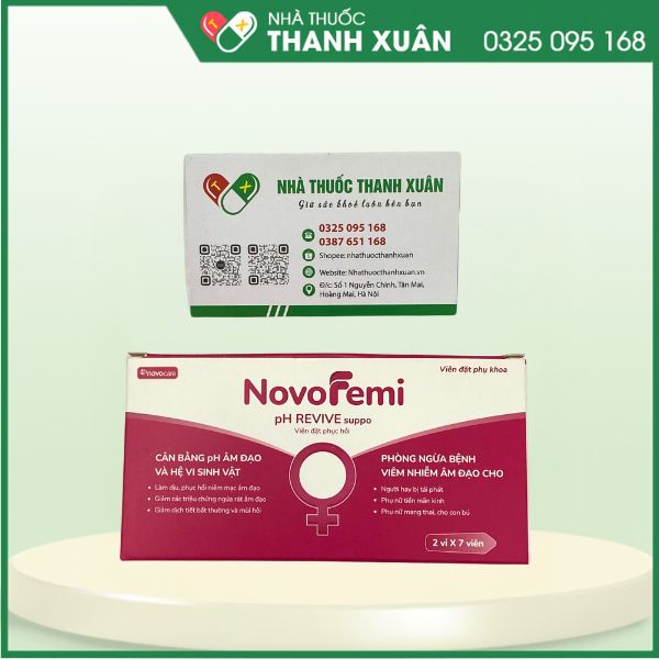 NovoFemi pH Revive suppo viên đặt phục  hồi pH âm đạo