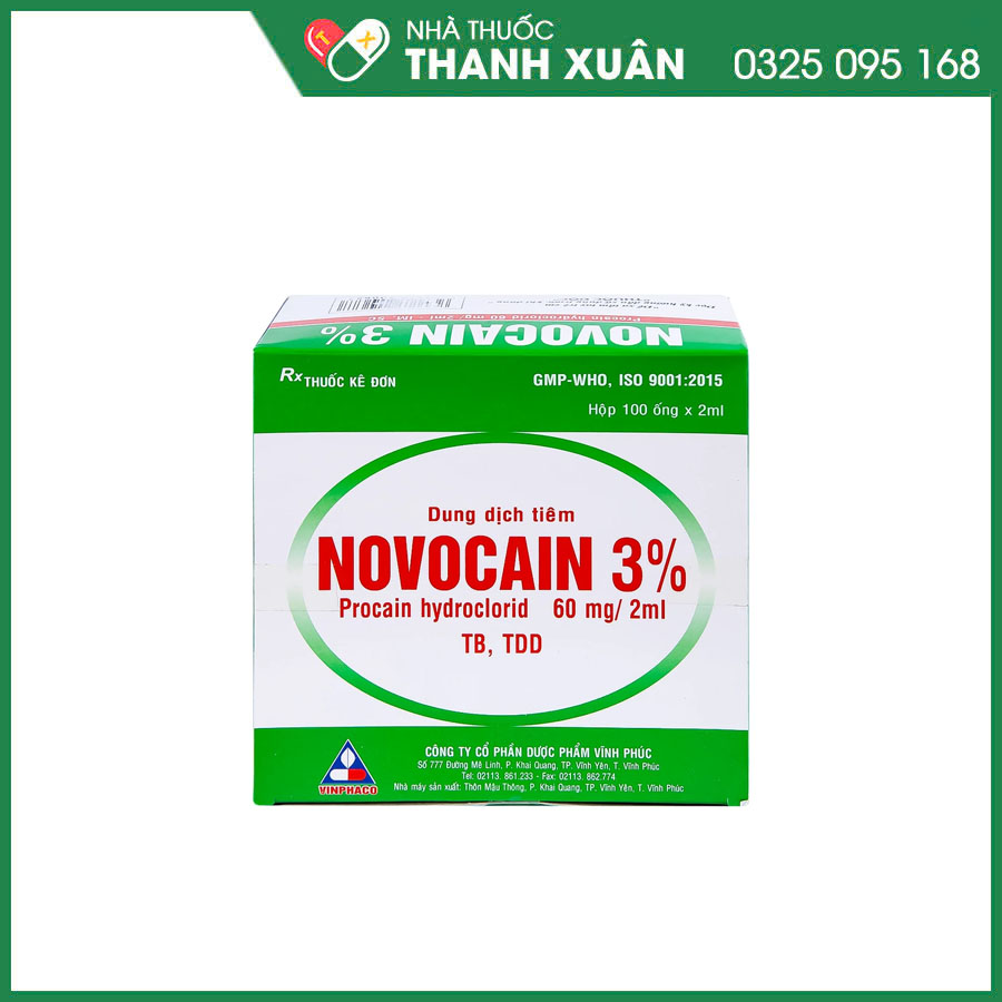Novocain 3% thuốc gây tê tiêm thấm, gây tê vùng, gây tê tủy sống
