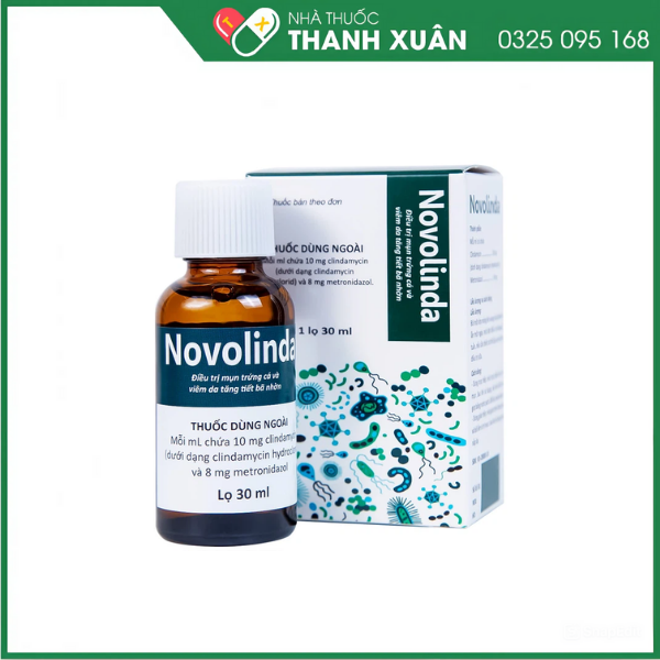 Dung dịch Novolinda điều trị bệnh trứng cá, viêm nang lông, nhiễm khuẩn da chai 30ml