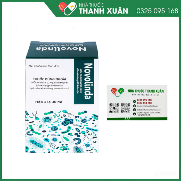 Dung dịch Novolinda điều trị bệnh trứng cá, viêm nang lông, nhiễm khuẩn da chai 30ml