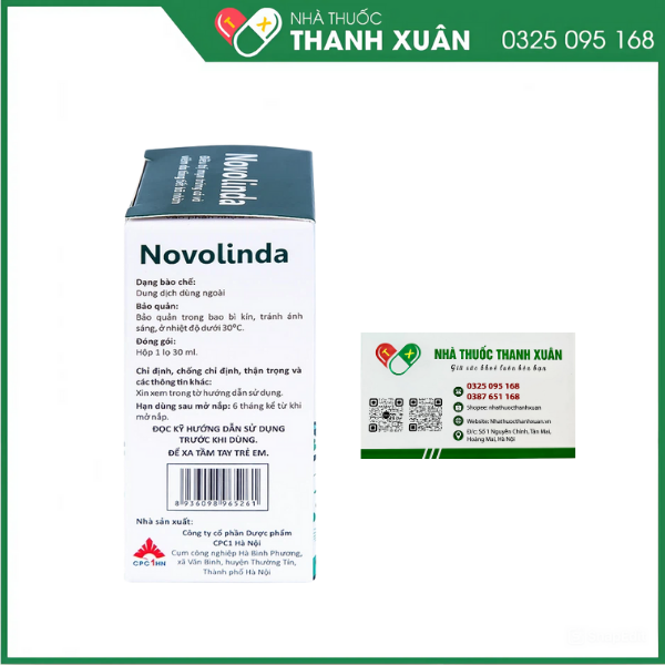 Dung dịch Novolinda điều trị bệnh trứng cá, viêm nang lông, nhiễm khuẩn da chai 30ml