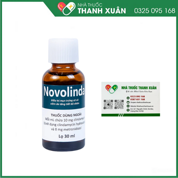 Dung dịch Novolinda điều trị bệnh trứng cá, viêm nang lông, nhiễm khuẩn da chai 30ml