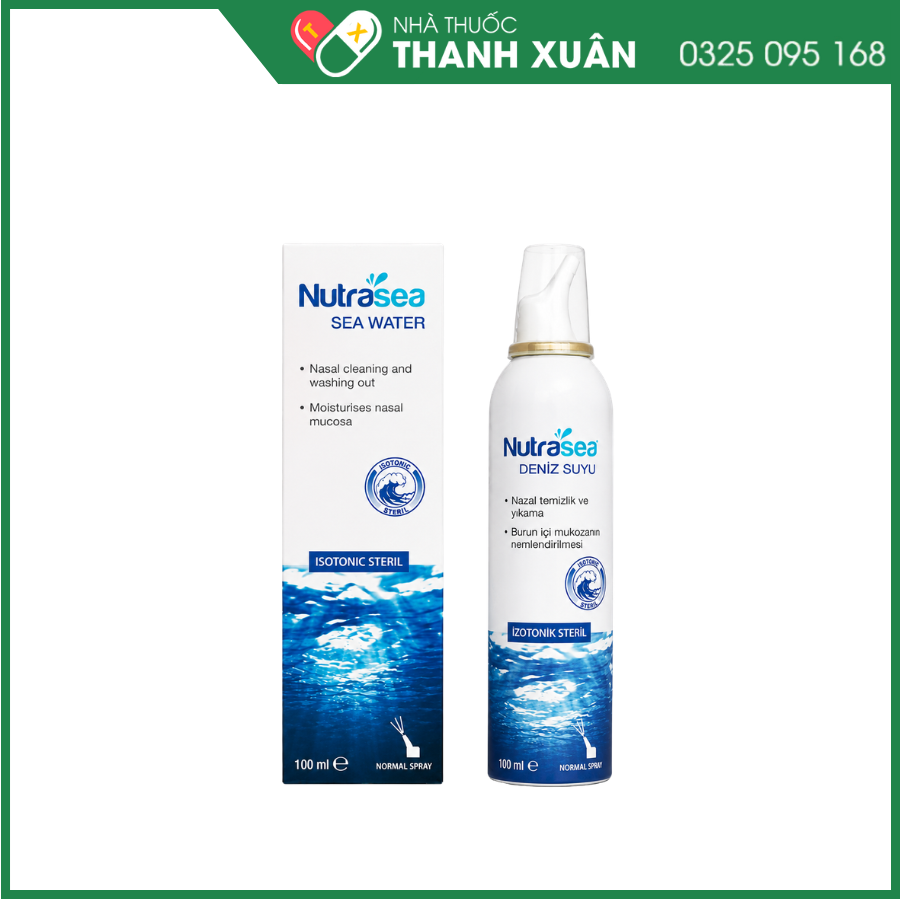 Xịt mũi muối biển Nutrasea - Xịt mũi nước biển sâu, chai xịt 100ml