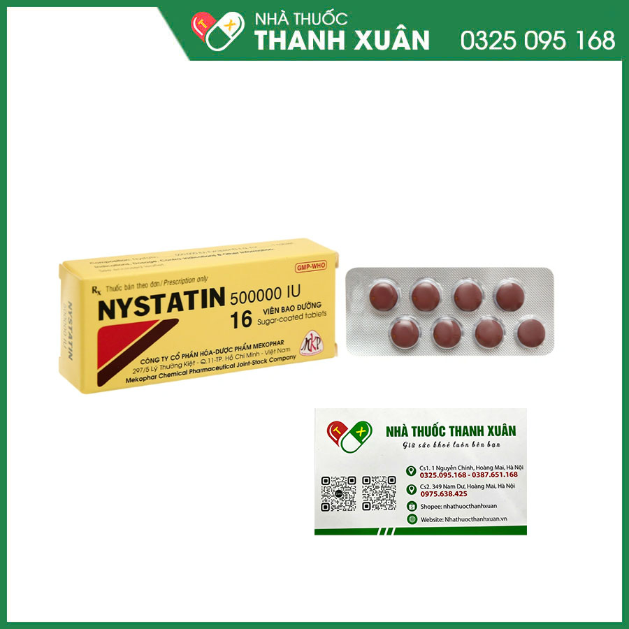 Nystatin 500000 IU thuốc phòng và điều trị bệnh do nấm Candida niêm mạc miệng, hầu thực quản, dạ dày, ruột