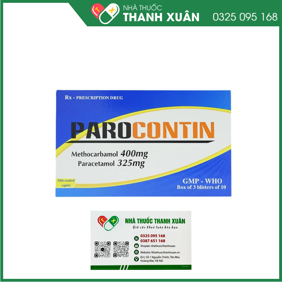 Parocontin giảm đau trong các trường hợp đau có liên quan đến co thắt cơ - xương