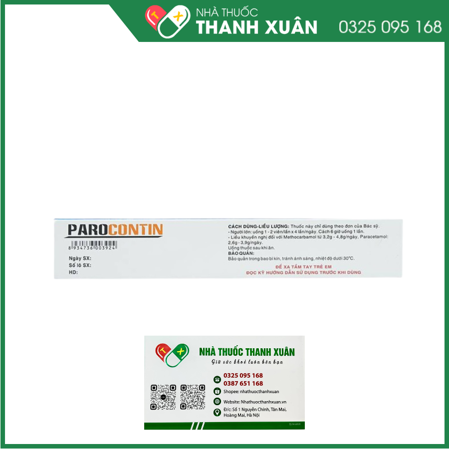 Parocontin giảm đau trong các trường hợp đau có liên quan đến co thắt cơ - xương