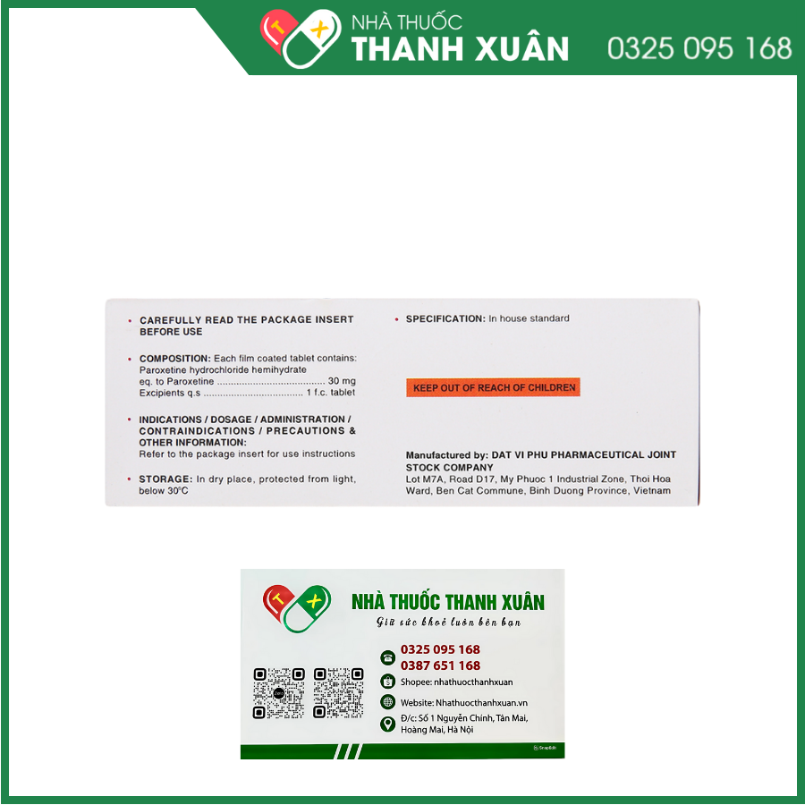Parokey-30 điều trị bệnh trầm cảm và các rối loạn lo âu