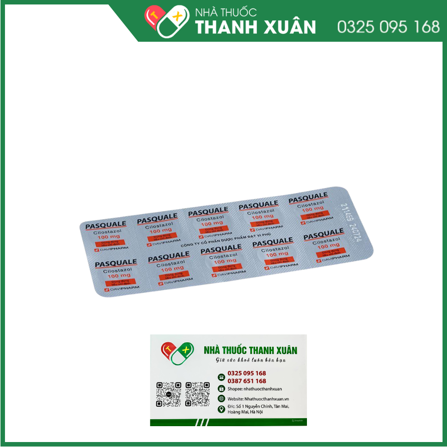 Viên nén Pasquale 100mg điều trị các triệu chứng thiếu máu cục bộ