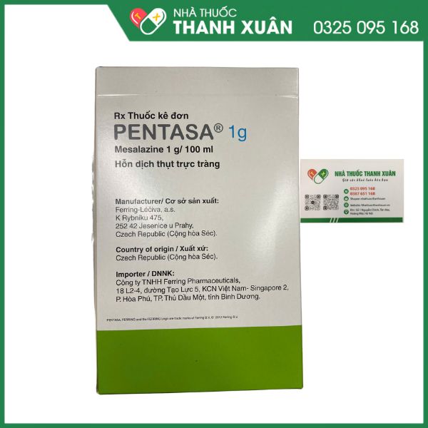 Pentasa® 1 g/100ml Enema hỗn dịch thụt trực tràng điều trị viêm loét đại tràng