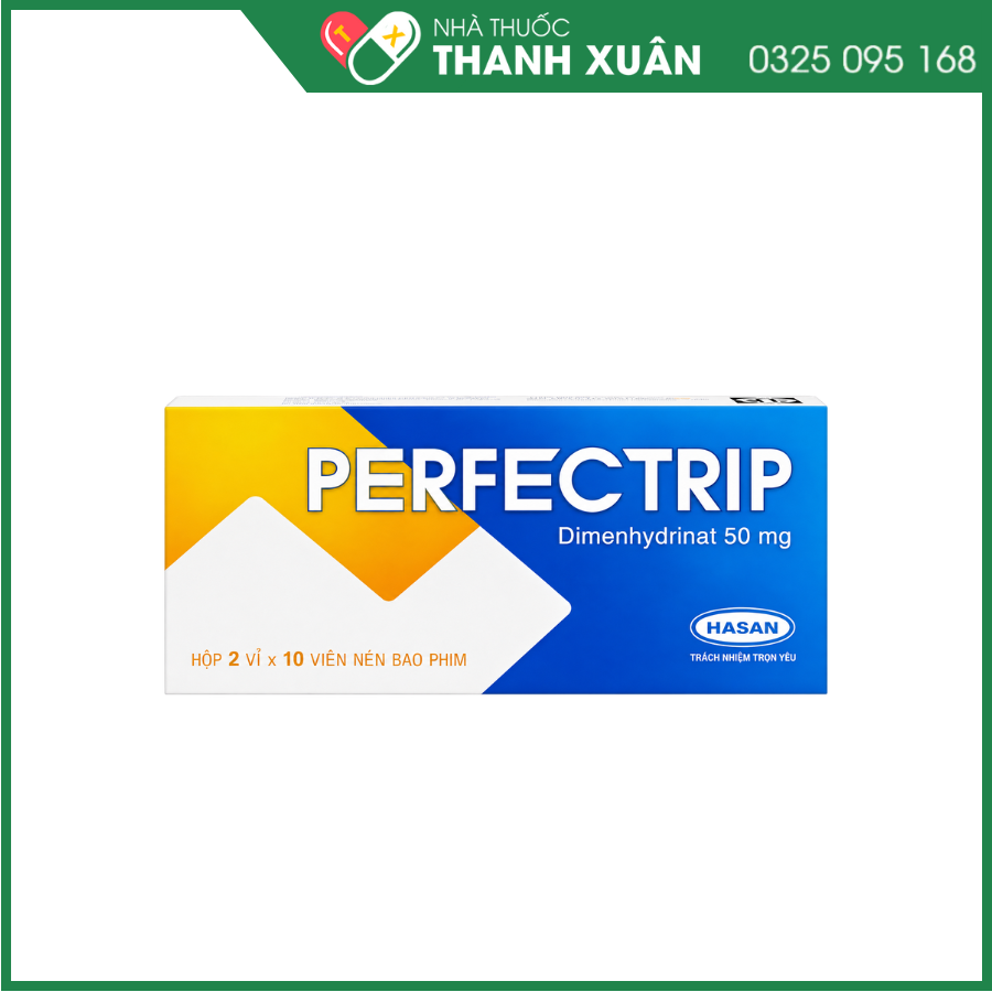 Thuốc say tàu xe Perfectrip 50mg Savipharm 3 vỉ x 10 viên