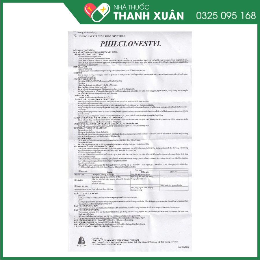 Philclonestyl giúp giảm đau do căng cứng cơ