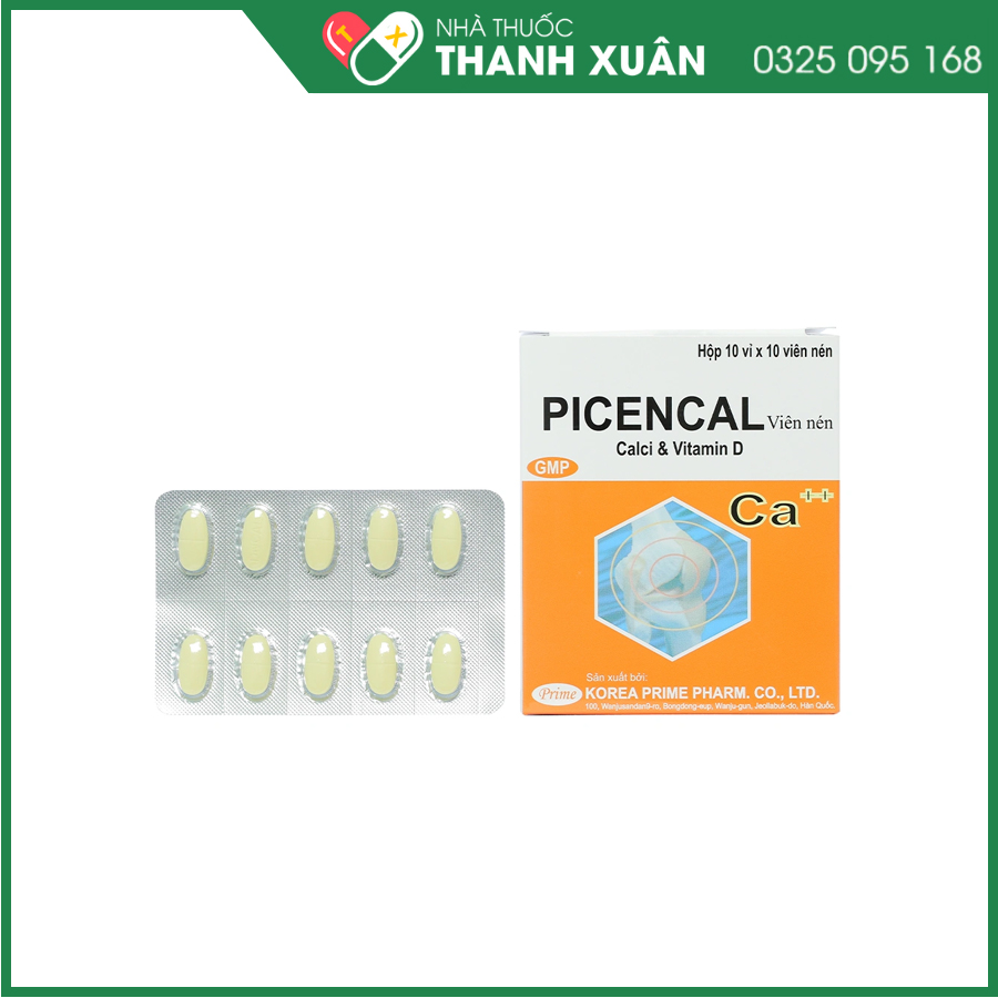 Picencal phòng và điều trị bệnh loãng xương, nguyễn xương, còi xương