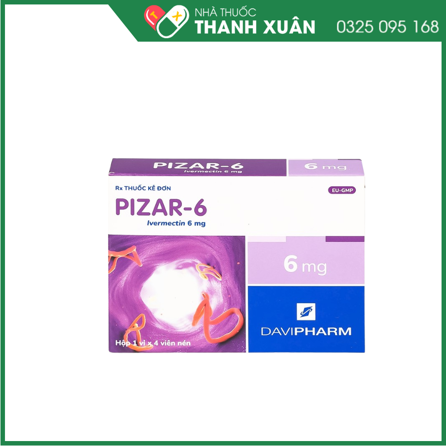 Pizar-6 điều trị các bệnh nhiễm trùng do ký sinh trùng, giun chỉ