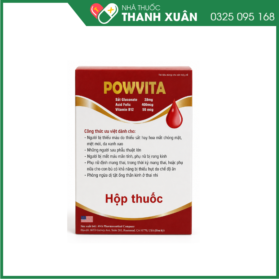Powvita Bổ Sung Sắt Và Acid Folic cho người thiếu máu