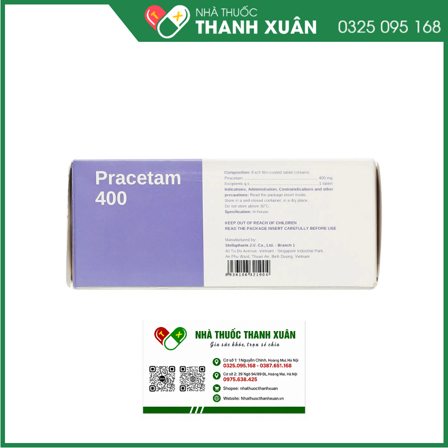Viên nén Pracetam 400 Stella điều trị chóng mặt, suy giảm trí nhớ