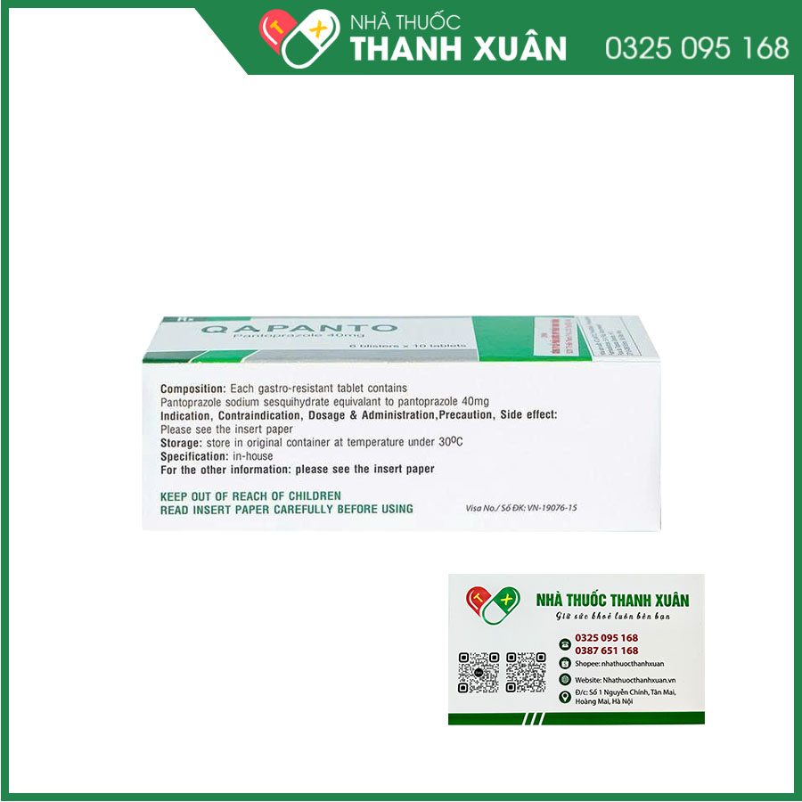 Qapanto giúp giảm tiết axit dạ dày, điều trị các bệnh lý về dạ dày