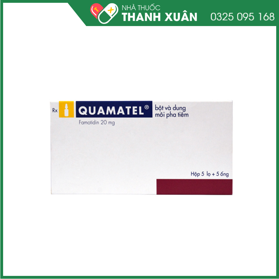 Bột pha tiêm Quamatel 20mg điều trị loét tá tràng, loét dạ dày lành tính, bệnh trào ngược dạ dày thực quản