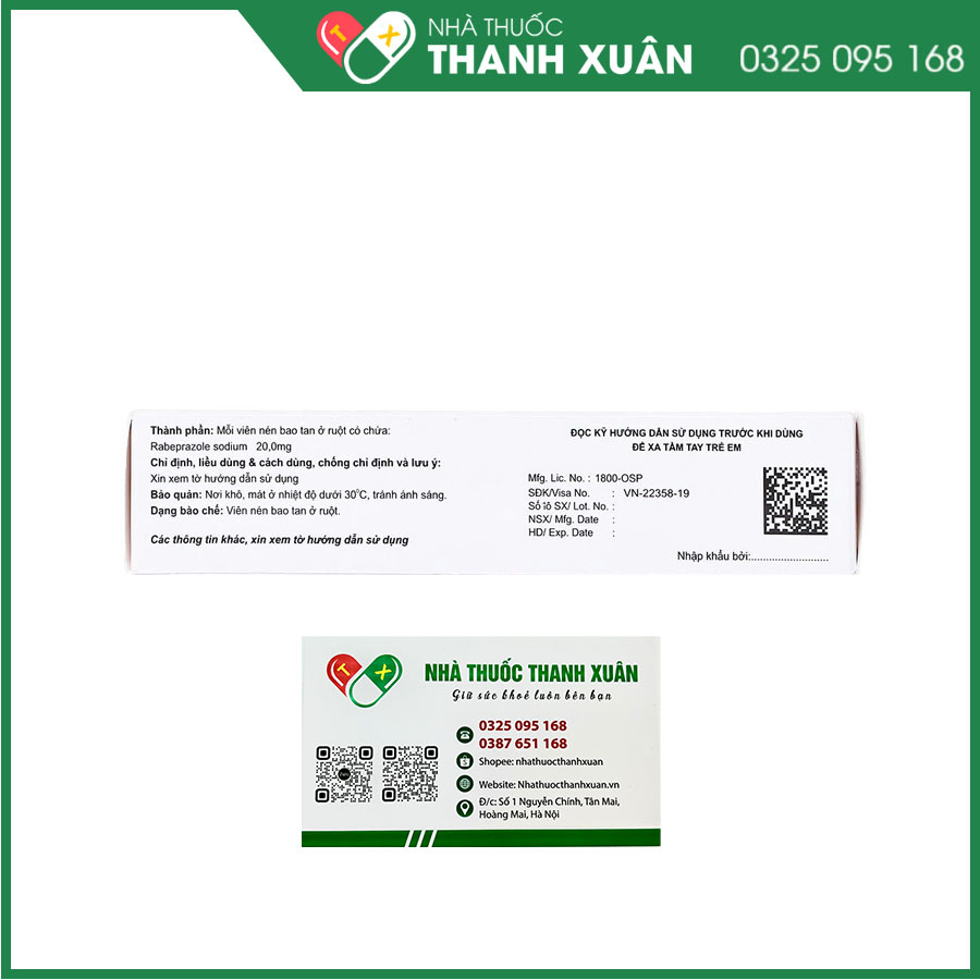 Rabofar-20 điều trị các bệnh lý về dạ dày, hội chứng Zollinger-Ellison