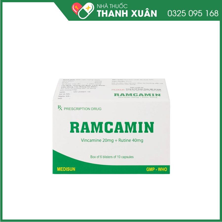 Ramcamin Hỗ trợ điều trị suy tuần hoàn não, hỗ trợ tăng sức bền của mao mạch