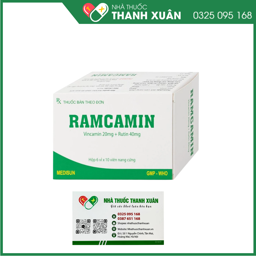 Ramcamin Hỗ trợ điều trị suy tuần hoàn não, hỗ trợ tăng sức bền của mao mạch
