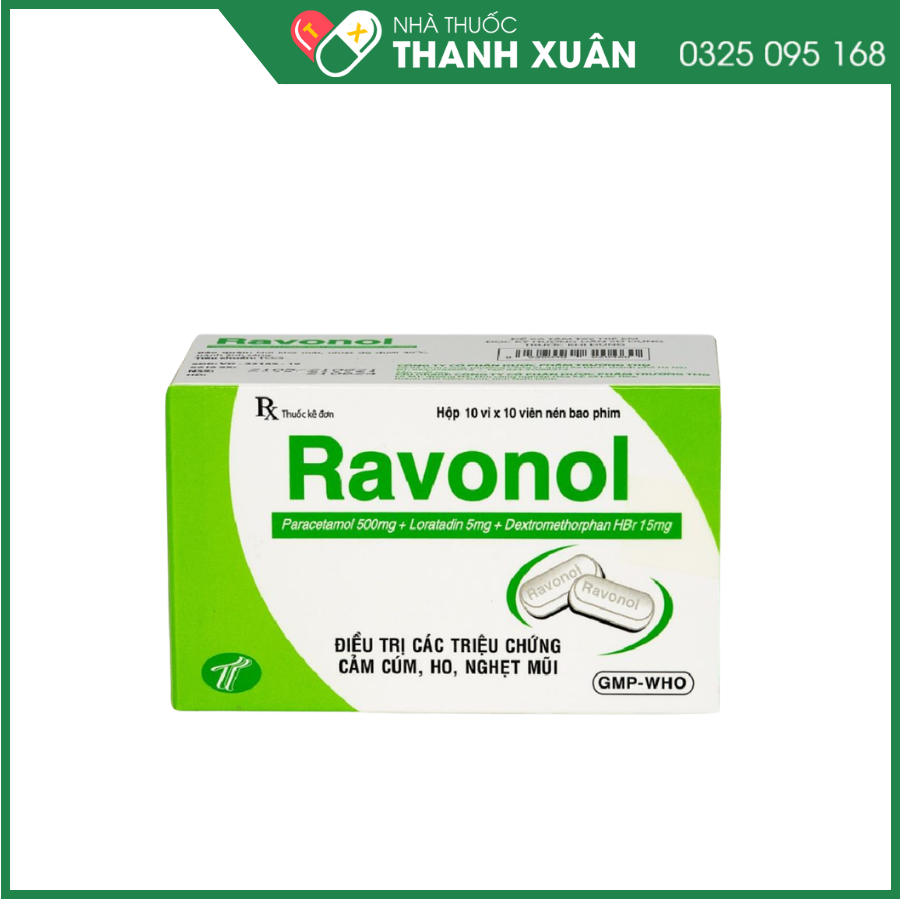 Thuốc Ravonol điều trị chứng đau, sốt, ho cảm lạnh thông thường