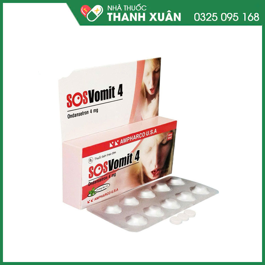 SOSVomit 4 thuốc phòng buồn nôn và nôn do điều trị ung thư bằng hóa trị liệu hoặc xạ trị; phòng nôn và buồn nôn sau phẫu thuật