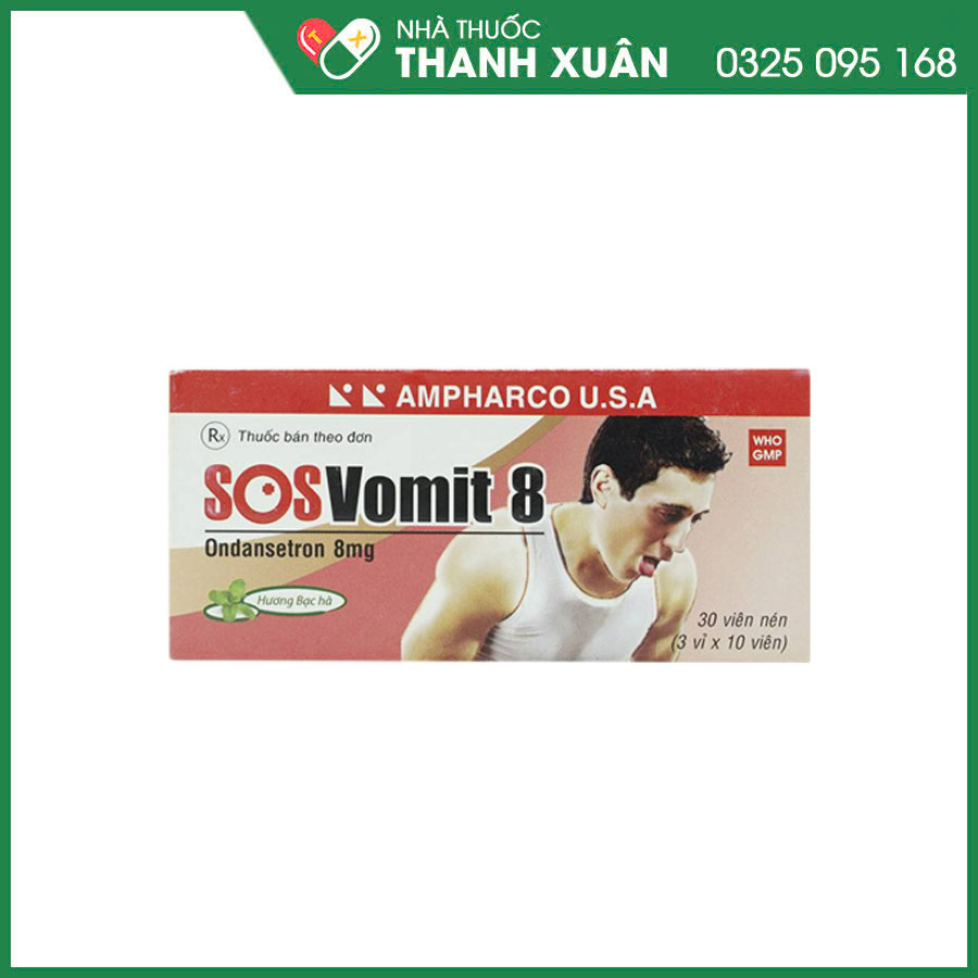 SOSVomit 8 thuốc phòng buồn nôn và nôn do điều trị ung thư bằng hóa trị liệu hoặc xạ trị; phòng nôn và buồn nôn sau phẫu thuật