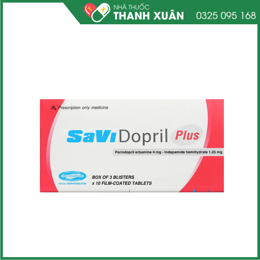 Thuốc SaViDopril Plus điều trị tăng huyết áp động mạch vô căn