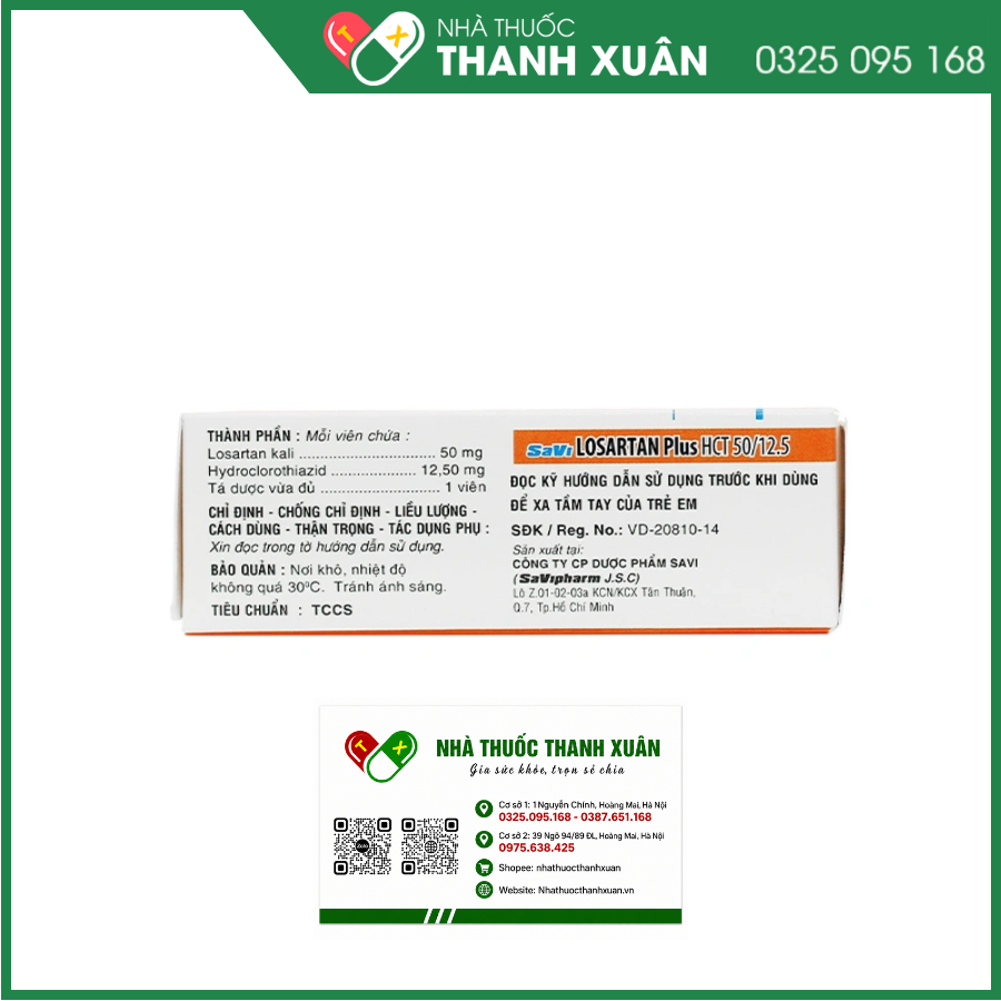 SaVi Losartan Plus HCT 50/12.5 trị tăng huyết áp