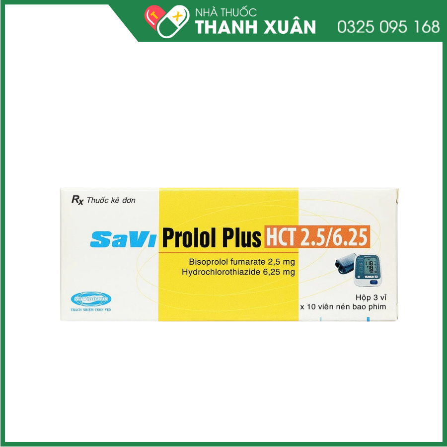 Thuốc SaviProlol Plus HCT 2.5/6.25 Savi điều trị tăng huyết áp