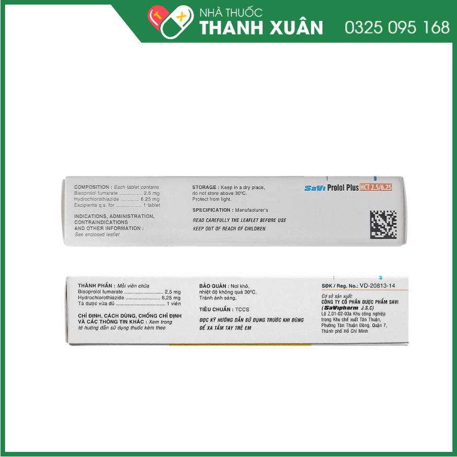 Thuốc SaviProlol Plus HCT 2.5/6.25 Savi điều trị tăng huyết áp