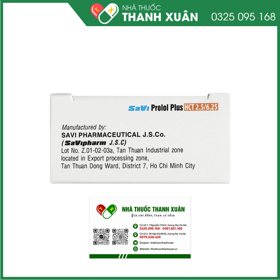 Thuốc SaviProlol Plus HCT 2.5/6.25 Savi điều trị tăng huyết áp