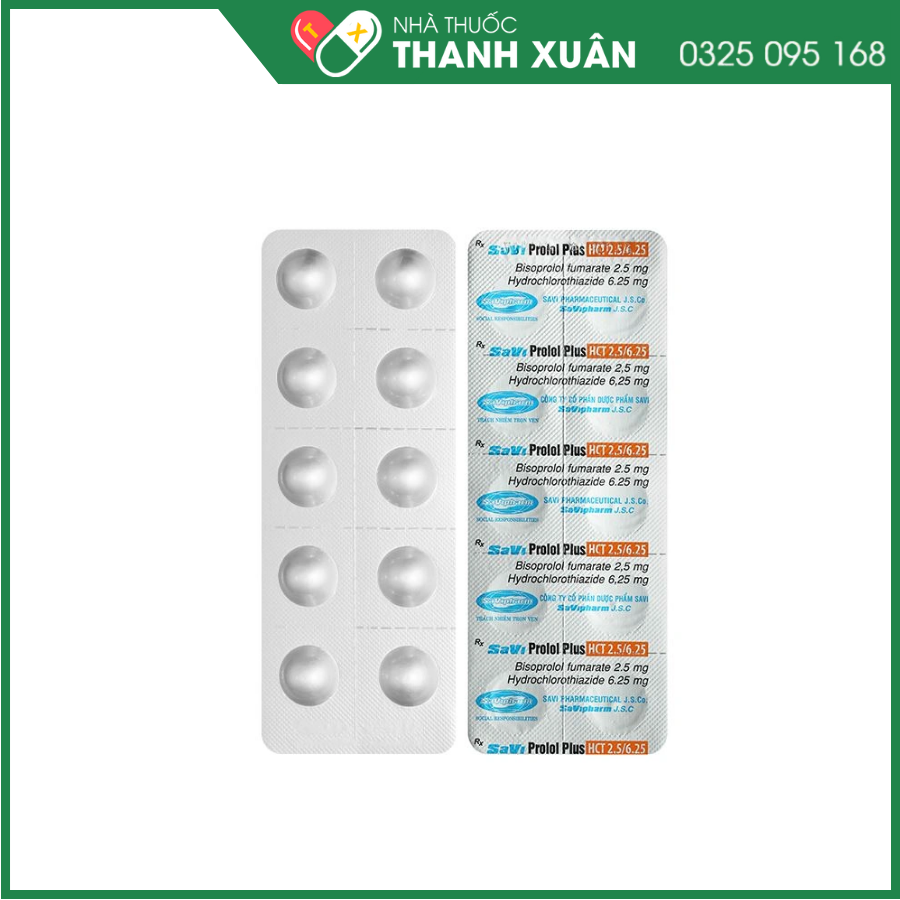 Thuốc SaviProlol Plus HCT 2.5/6.25 Savi điều trị tăng huyết áp