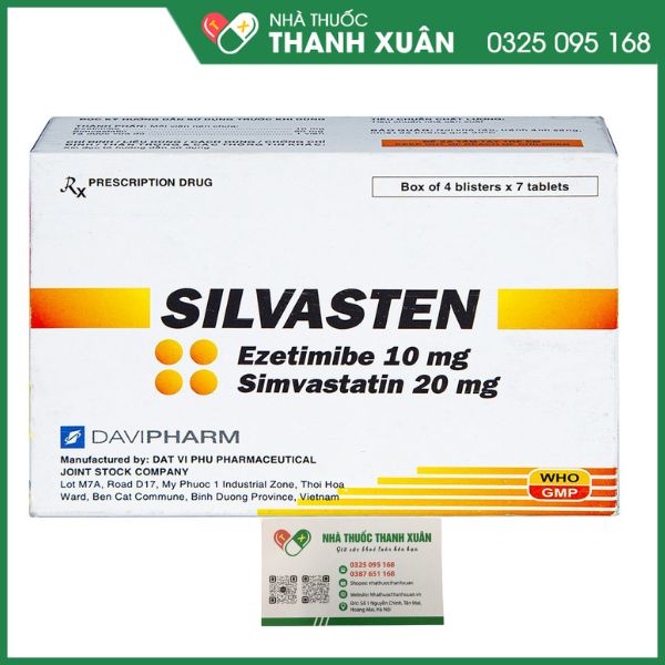 Silvasten - thuốc điều trị rối loạn mỡ máu (4 vỉ x 7 viên)